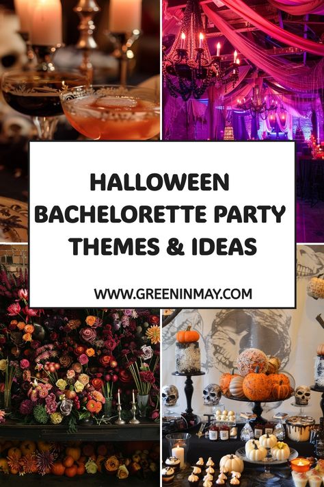 Planning a bachelorette party around Halloween can make the bride’s last hurrah unforgettable. In this guide we share Halloween bachelorette party ideas to make the bride’s last bash a celebration that’s thrilling. Bachelorette Halloween Theme, Spooky Bachelorette Party Ideas, Halloween Bachelorette Party Ideas, Goth Bachelorette Party Ideas, Fall Bachelorette Party Ideas, Halloween Themed Bachelorette Party, Salem Bachelorette, Boochelorette Party, Bachelorette Party Snacks