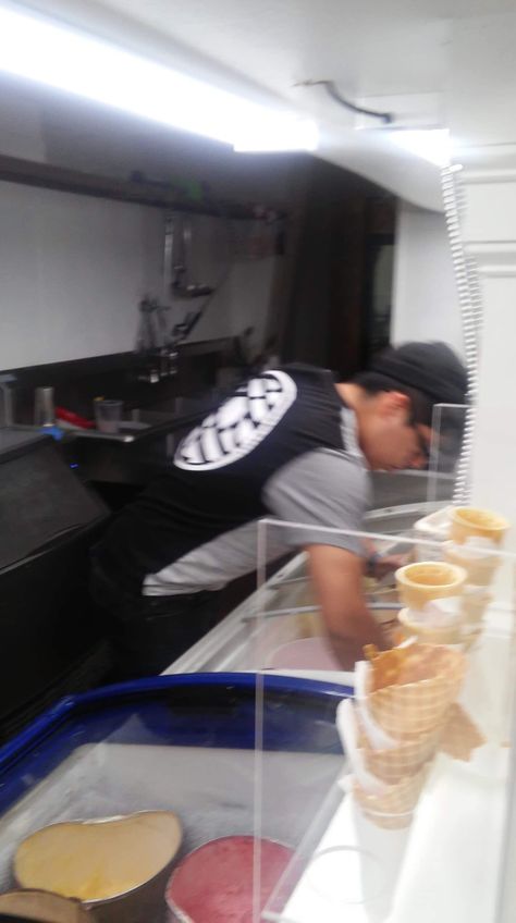 Ice Cream Shop Worker Aesthetic, Working At Ice Cream Shop, Ice Cream Job Aesthetic, Ice Cream Parlor Aesthetic, Working At An Ice Cream Shop Aesthetic, Old School Ice Cream Shop, Inside Ice Cream Truck, Nostalgic Ice Cream Shop, Ice Cream Factory Nyc