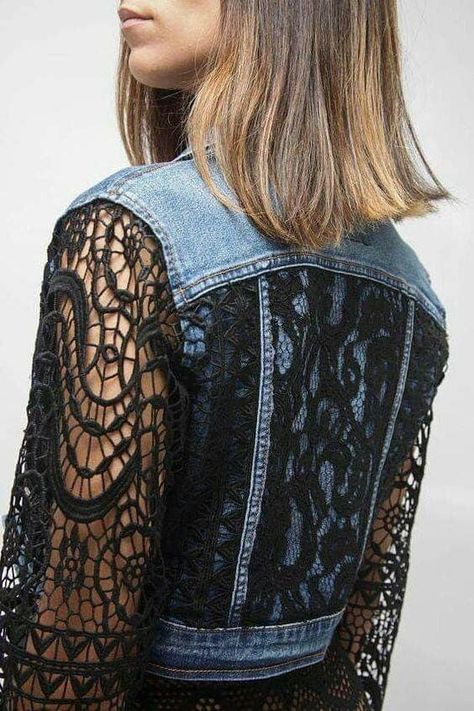 Boho Denim Jacket, Womens Denim Jacket, Denim Jacket Black, Upcycled Denim Jacket, Diy Denim Jacket, Diy Jeans, Upcycle Clothes Diy, Boho Denim, Diy Jacket