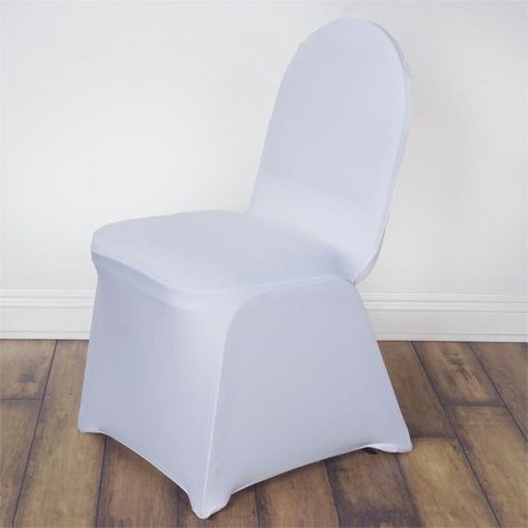 Spandex Stretch Banquet Chair Cover - White Wedding Dinner Table Setting, Wedding Dinner Table, Chair Covers Party, Chair Covers Slipcover, Slipcover Sofa, Wedding Ambiance, Banquet Chair Covers, Tall Chairs, White Spandex