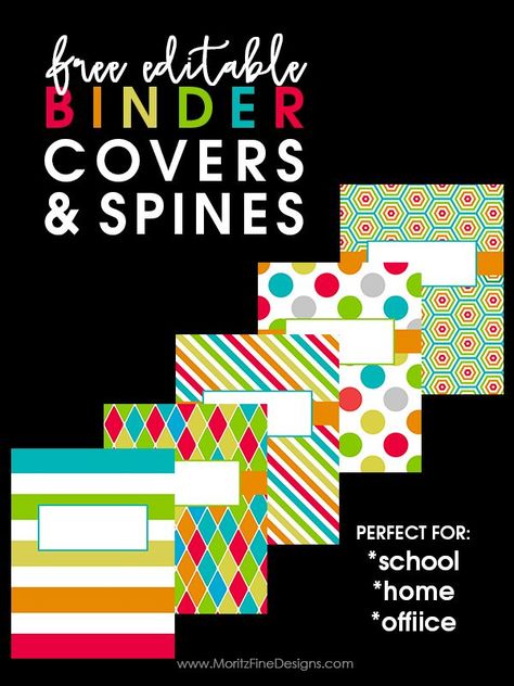 Organize your classroom, office or home with these Free Editable Binder Covers & Spines. Perfect for teachers, kids and adults! Free Binder Cover Printables Editable, Free Printable Binder Covers, Editable Binder Covers Free, Binder Covers Diy, Binder Covers Free, School Binder Covers, Binder Labels, Diy Binder, Binder Cover Templates