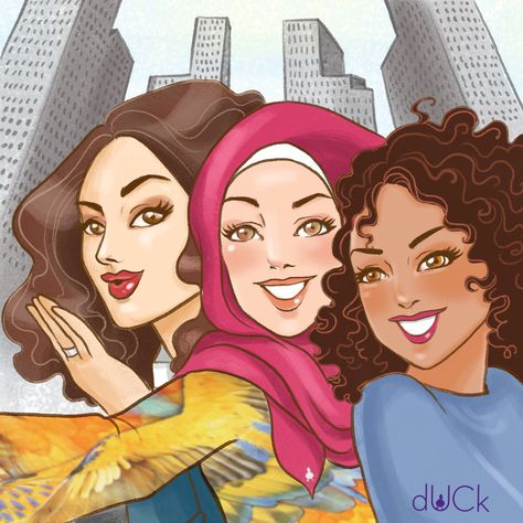 Highlights Cover Instagram Friends, Duck Scarves, Hijab Drawing, Friends Illustration, Girly M, Instagram Illustration, Pink Background Images, Girl Friendship, Instagram Friends