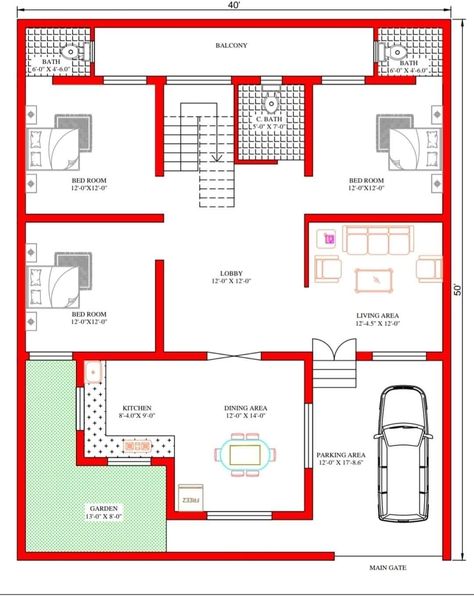 40 Most Beautiful House Plan Ideas - Engineering Discoveries Home Naksha House Design, 40x50 House Plans Layout, 40x50 House Plans, House Plan Ideas, 30x50 House Plans, 20x40 House Plans, 2bhk House Plan, Three Bedroom House Plan, House Plans With Photos