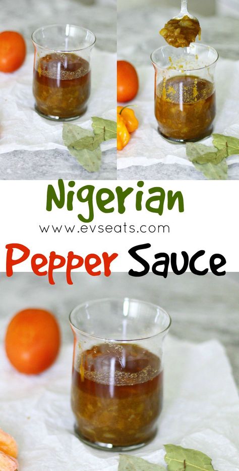 A flavorful and versatile pepper sauce made with hot and spicy habanero peppers… Nigerian Meals, Nigerian Dishes, Food Sauces, Nigerian Recipes, Hot Sauce Recipes, Grilled Meats, Homemade Condiments, Hot And Spicy, Hot Sauces