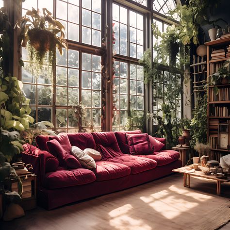 Pink Sofa Living Room Ideas Bohemian, Greenhouse Sitting Room, Emporium Aesthetic, Comfy Couch Aesthetic, French Country Flooring, French Countryside Decor, Greenhouse Room, Pink Couch Living Room, Pink Sofa Living Room