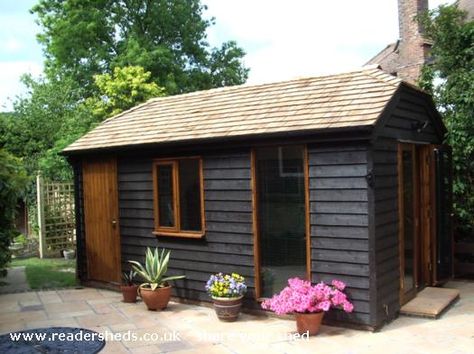 The Barn, Workshop/Studio from Back Garden #shedoftheyear @unclewilco Workshop Exterior, Outdoor Workshop, Garden Workshop, Storage Shed Kits, Shed Of The Year, Workshop Shed, Steel Siding, Modern Shed, Large Sheds