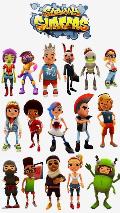 Subway Surfers Halloween Costume Trio, Subway Surfers Costume Ideas, Subway Surfer Character, Cartoons Halloween Costumes, Subway Surfers Characters Costume, 6 Halloween Costumes Group Of, Subway Suffers Costumes, Subway Surfers Costume Trio, Costume For 6 People Group