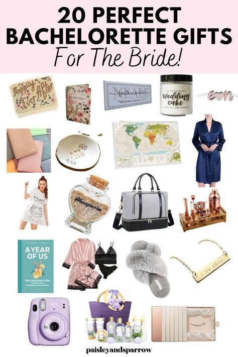 The best gift guide for the bride! Here are gift ideas for the bride for her bachelorette party. She will love these ideas! Bridal Gift Ideas For Bride, Wedding Shower Gifts For Bride, Bridal Shower Gift Ideas For The Bride, Bachelorette Gifts For The Bride, Bachelorette Party Gift Ideas, Bachelorette Gift Ideas, Bridal Gifts For Bride, Best Bridal Shower Gift, Gifts For The Bride