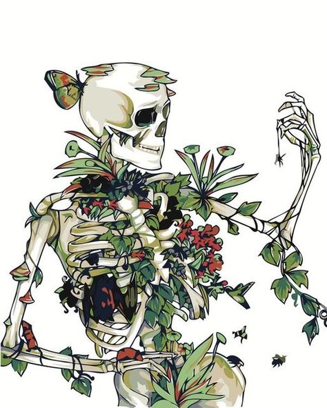 Bones And Botany, Skeleton Flower, Inspiration Tattoo, Tattoos Geometric, Skeleton Art, Buy Art Online, Botanical Flowers, Flower Illustration, Skull Art