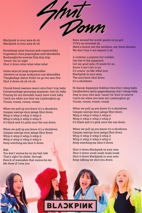 Shut Down Lyrics, Shut Down Blackpink, Blackpink Lyrics, Nirvana (lyrics), Country Music Lyrics, Say Bye, Deep Quotes, Music Is, Lyric Quotes