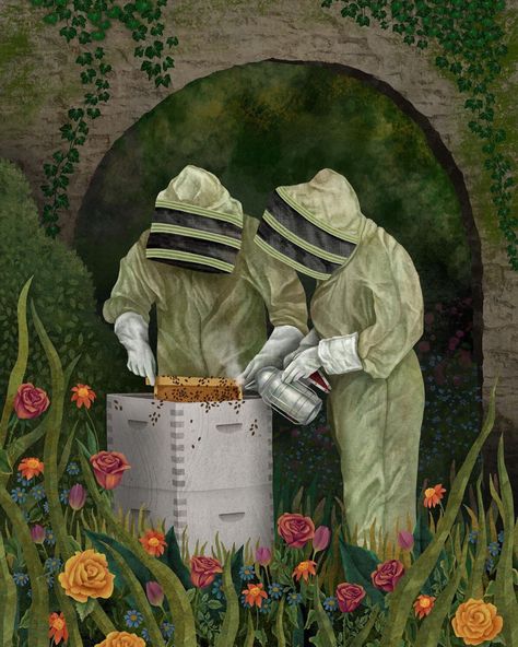 Beekeeper Art, Fantasy Story Ideas, Bee Artwork, I Love Bees, Honey Shop, Kitchen Artwork, Bee Farm, Bee Keeper, Bee Art