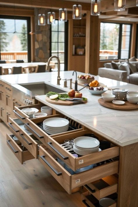 L Shaped Kitchen With Island Layout, L Shaped Kitchen With Island, Victoria Kitchen, Kitchen With Long Island, Functional Kitchen Island, Ny House, Cupboards Kitchen, Kitchen Island With Sink, Square Kitchen