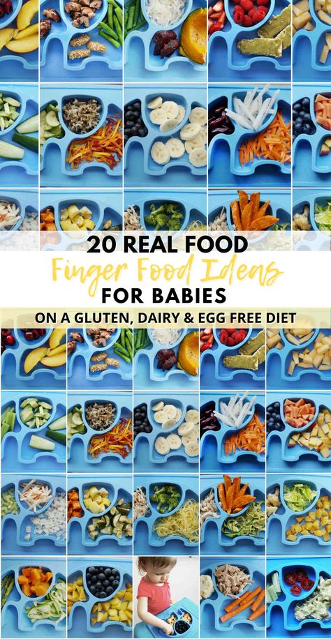 These finger food ideas for babies are healthy allergy friendly (gluten free, dairy free, egg free). Easy and simple baby finger meal ideas that don’t come from a box, suitable for 9+ month old babies including toddlers. Don’t let gluten, dairy and egg intolerance get in the way of your baby’s nutrition. #baby #fingerfoods #dairyfree #glutenfree #eggfree #allergyfriendly Egg Free Diet, Finger Foods For Babies, 9 Month Old Baby Food, Dairy Free Baby, Food Finger, Fingerfood Baby, Finger Food Ideas, 9 Month Old Baby, Baby First Foods