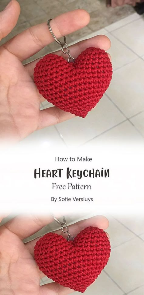 This simple crochet heart keychain pattern can be used to make a cute gift for your loved one. Easy to use, you will learn how to read the pattern and make it by yourself. Things To Crochet, Keychain Aesthetic, Keychain Amigurumi, Charms Keychain, Cozy Things, Keychain Charms, Keychain Pattern, Keychain Craft, Crochet Patterns Free