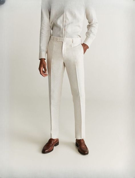 Trouser Pants Outfits, Formal Pant For Men, Men Pants Pattern, White Pants Men, Formal Pant, Mens Linen Pants, Pants Outfit Men, Men Fashion Casual Shirts, White Shirt Men