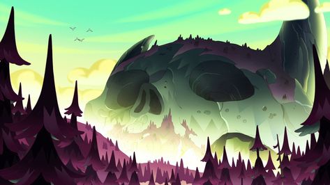 Titan Skull The Owl House, Titan Owl House, The Owl House Background, Atla Scenery, Owl House Background, Goblin Cartoon, The Owl House Aesthetic, House Background, Background Style