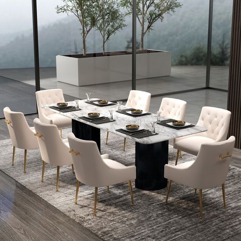 Makeup Chairs, Velvet Dining Room Chairs, Traditional Dining Room Table, Velvet Side Chair, Dining Room Design Modern, Chairs Office, Modern Dining Room Tables, Elegant Dining Room, Bed In Living Room