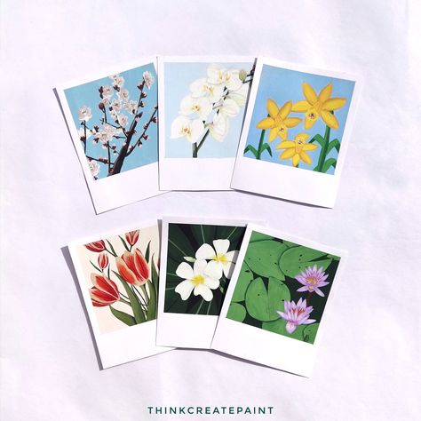 #florals#flowers#floralpainting#floralillustration#cherryblossom#orchids#daffodils#tulips#plumerias#waterlilies#flowerpainting#botanical#botanicalillustration#flowerillustration#botanicalpainting#polaroids#polaroidpainting Tiny Paintings, Tulip Painting, Daffodils, Tulips, Orchids, Paper Crafts, Paintings, Wallpapers, Flowers