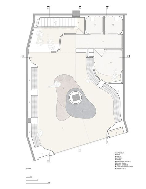 Haight Clothing Store / AIA Estúdio + Raphael Tepedino | ArchDaily Store Plan, Store Architecture, Colorful Terrazzo, Clothing Store Design, Store Layout, Floor Plan Layout, Architectural Section, Retail Store Design, Retail Interior