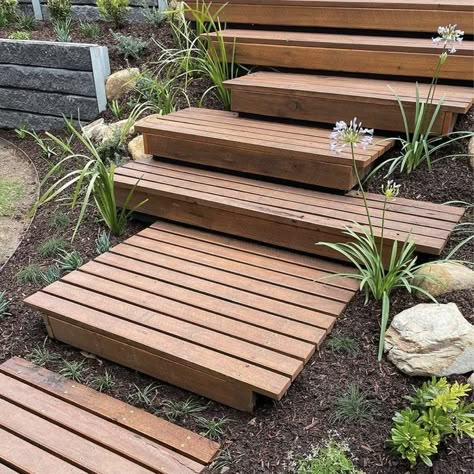 Walkway Design Ideas, Wooden Pathway, Wood Walkway, Backyard Walkway, Walkway Design, Concrete Walkway, Wooden Walkways, The Family Handyman, Easy Backyard