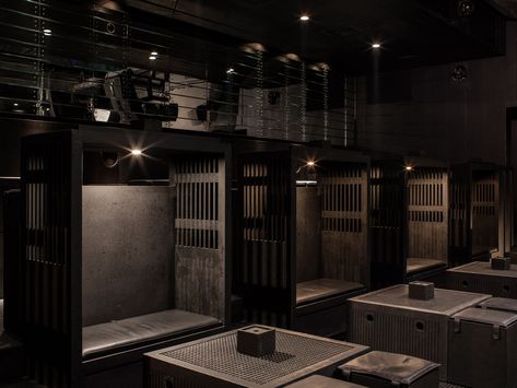 Bernard Khoury gives Beirut's B018 nightclub an even darker upgrade Industrial Nightclub, Bernard Khoury, Bunker Architecture, Nightclub Interior, Nightclub Ideas, Listening Bar, Private Members Club, Coffee House Design, Underground Bar