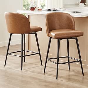 Barstools With Backs, Leather Swivel Bar Stools, Bar Stools Kitchen Island, Kitchen Island Bar, Leather Counter Stools, Bar Stools With Backs, Home Bar Furniture, Swivel Counter Stools, Stools With Backs