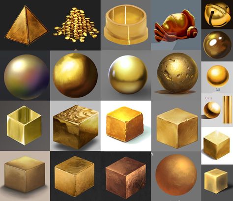 material studies or / gold regroup. Gold Texture Drawing, Gold Digital Painting, Gold Material Study, Different Materials Texture Drawing, How To Paint Gold Digital, Gold Concept Art, How To Draw Gold, Gold Digital Art, Material Studies