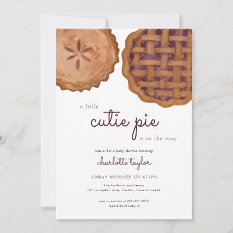 $2.92 | Thanksgiving Fall Cutie Pie Baby Shower Invitation | Thanksgiving Party | cutie, pie, baby, shower, invite, thanksgiving, fall, autumn, modern, dessert Cutie Pie Is On The Way, Little Cutie Pie Baby Shower Theme, Baby Shower Pie Theme, Cute As Pie Baby Shower Theme, Baby Shower November Theme, A Cutie Pie Baby Shower Theme, Cutie Pie Themed Baby Shower Ideas, Our Cutie Pie Is One, A Little Cutie Pie Baby Shower Theme