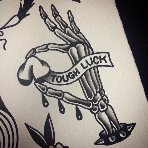 Skeleton hand fortune cookie Oddities And Curiosities Tattoo, Flash Art Tattoos, Luck Tattoo, Neotraditional Tattoo, Kunst Tattoos, Tattoo Zeichnungen, Theme Tattoo, Traditional Flash, Traditional Tattoo Art