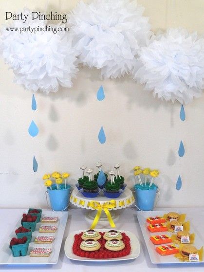 seattle dessert table, seattle 50th anniversary, seattle theme party, space needle cupcake Seattle Themed Party, April Showers Party Theme, Retirement Party Decorations, April Showers, Retirement Parties, Slumber Parties, Baby Sprinkle, Food Themes, Grad Parties