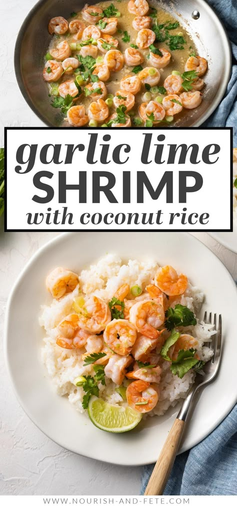 Garlic Lime Shrimp Recipes, Garlic Lime Coconut Shrimp, Frozen Ready To Eat Shrimp Recipes, Coconut Rice And Shrimp Recipe, Small Frozen Shrimp Recipes, Coconut Rice Meal Ideas, Frozen Shrimp Recipes Skillet, Coconut Rice And Shrimp, Frozen Shrimp Recipes Easy