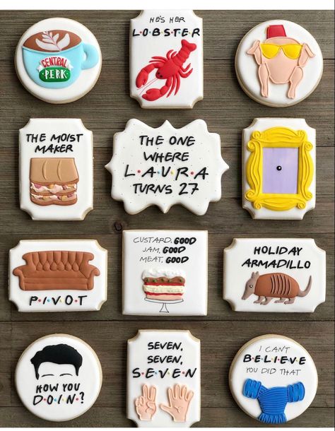 Friends Cookies, Holiday Armadillo, Valentine Sugar Cookies, Smelly Cat, Bridal Shower Cookies, Favorite Show, Cookie Favors, Hbo Max, Icing Cookies