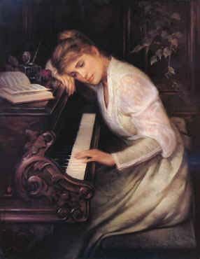 Sometimes the best place to think and be alone is at the piano. This seems to express that feeling #art #piano #music Piano Girl, Piano Lessons For Beginners, Piano Art, Playing The Piano, Music Journal, Old Pianos, Victorian Paintings, Music Drawings, Inspirational Songs