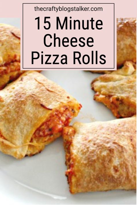 15-minute cheese pizza rolls are perfect for quick lunches or great game-day snacks. A super simple recipe that will have the whole family smiling. #thecraftyblogstalker #pizzarollsrecipe #pizzarolls #dinner Xl Pizza Roll Fast, Pizza Crunchers Recipe, How To Make Pizza Rolls, Pizza Crunchers, Crunchers Recipe, Pizza Dumplings, Diy Pizza Rolls, Cheese Pizza Rolls, Doritos Pizza