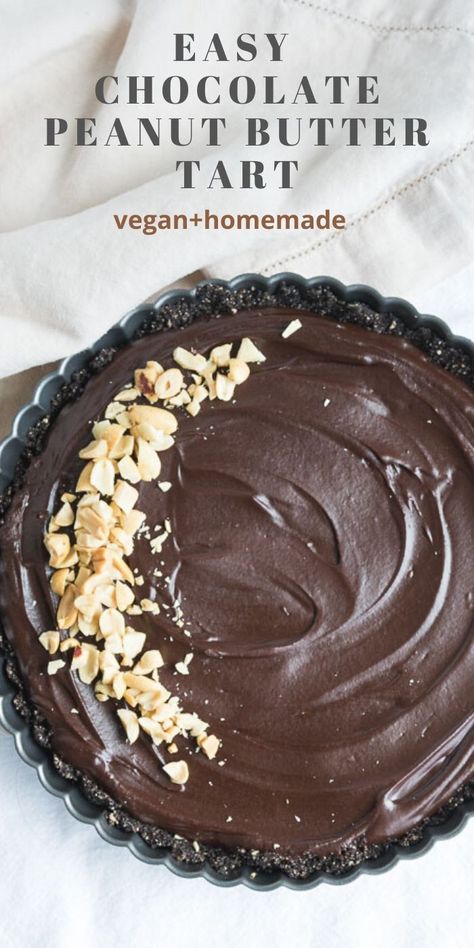 Vegan Chocolate Peanut Butter Pie, Chocolate Peanut Butter Tart, Vegan Chocolate Pie, Vegan Chocolate Tart, Peanut Butter Tart, Vegan Pies, Tart Vegan, Vegan Tarts, Butter Tart