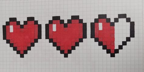 Minecraft Hearts Pixel Art, Pixel Heart Drawing, Simple Cute Pixel Art, Pixel Heart Aesthetic, Pixel Art Kalp, Minecraft Heart Pixel Art, Minecraft Hearts, Pixel Art Ideas Creative, Pixel Art Coeur