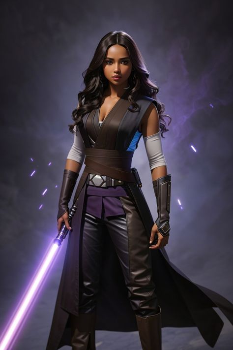 Female Jedi Outfit Ideas, Jedi Outfit Female Aesthetic, Black Female Jedi, Star Wars Outfits Women Dark Side, Jedi Female Outfit, Jedi Cosplay Female, Female Jedi Padawan, Female Jedi Robes, Jedi Oc Female Art