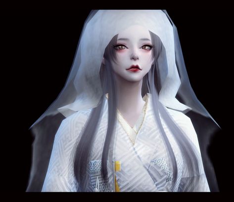 ZouYou — Fatal Frame 5 - Kurosawa Ouse mantilla ... Survivor Games, Cc The Sims 4, Shrine Maiden, Candy Dress, Fatal Frame, Horror Games, Red Wedding Dresses, Sims4 Cc, Sims 4 Game