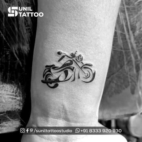 Bike Outline Tattoo, Motorcycle With Wings Tattoo, Small Motorcycle Tattoo Ideas, Sturgis Tattoo Ideas, Fine Line Motorcycle Tattoo, Small Motorcycle Tattoo For Women, Simple Motorcycle Tattoo, Harley Tattoos For Women, Live To Ride Tattoo