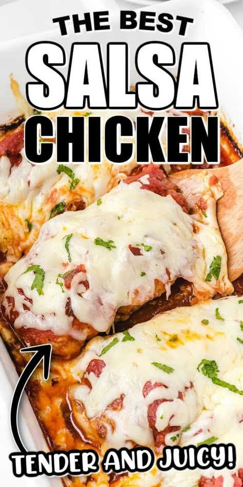 Easy Baked Salsa Chicken, Chicken With Salsa And Cheese, Chicken Recipes With Salsa, Salsa Chicken Oven, Chicken Salsa Bake, Chicken And Salsa Recipe, Cream Cheese Salsa Chicken, Chicken Salsa Recipe, Chicken With Salsa Recipe