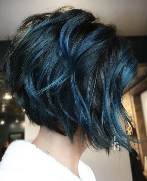 Pixie Hair Color, Short Blue Hair, Blue Hair Highlights, Natural Wavy Hair, Short Hair Color, Haircut And Color, Hair Color And Cut, Hair Inspo Color, Hair Color Trends