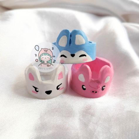 Skz Clay Art, Straykids Gift Ideas, Diy Clay Rings, Clay Rings, Kids Clay, Diy Air Dry Clay, Clay Diy Projects, Easter Egg Crafts, Egg Crafts