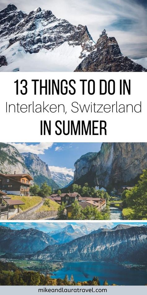 The 13 best things to do in Interlaken, Switzerland in the summer. The best hikes and activities in Interlaken including paragliding, skydiving, canyoning, and more. Plan your travel itinerary to Interlaken using this extensive guide. #interlaken #switzerland #travel Gruyeres Switzerland, Blausee Switzerland, Things To Do In Switzerland, Wengen Switzerland, Switzerland Photography, Travel Switzerland, Europe 2023, Hiking Destinations, Overseas Travel