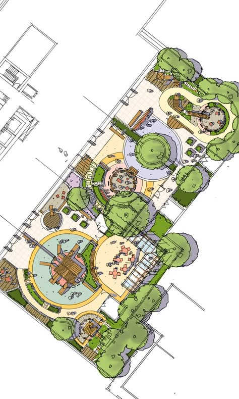 Open Space Landscape Design, Pocket Park Design Plan, Public Garden Design Plan, Urban Park Design Plan, Recreational Park Design Ideas, Community Garden Plan, Park Plan Landscape, Park Architecture Plan, Landscape Design Drawings Plan