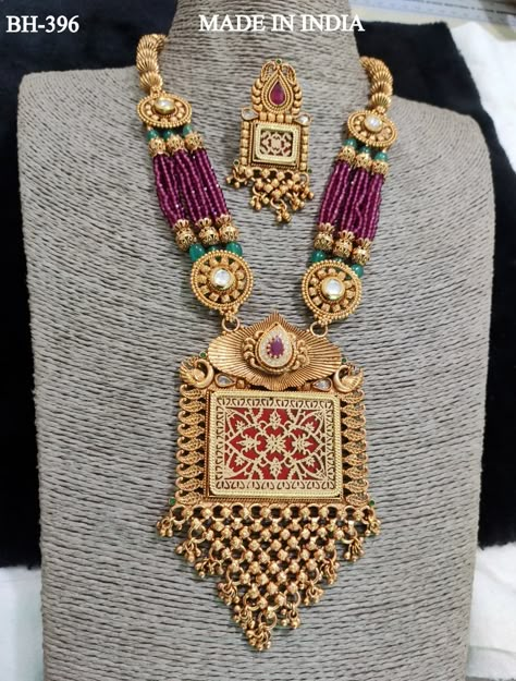 Jaipuri Jewellery, Thewa Jewellery, Moti Necklace, Marriage Jewellery, Long Gold Necklace, Mangal Sutra, Rajputi Jewellery, Bridal Jewellery Earrings, Indian Wedding Jewelry Sets