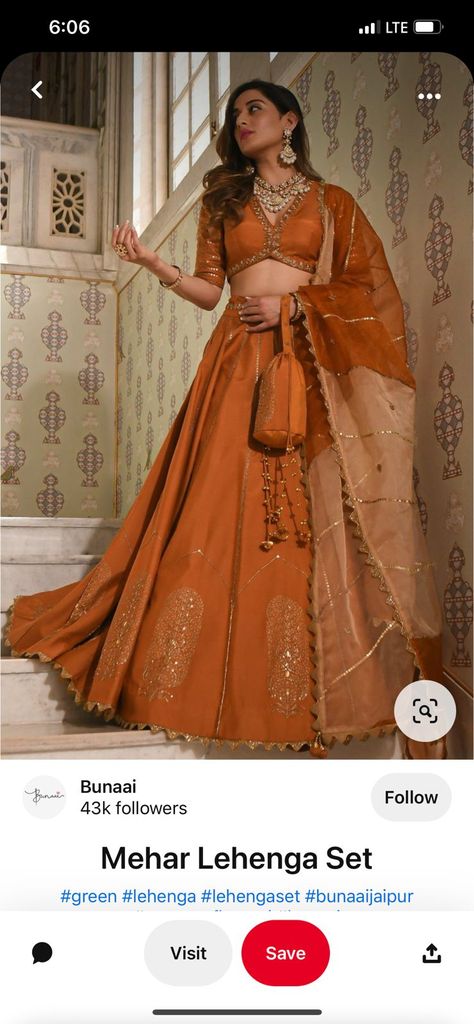 Orange Lehenga Choli, Boutique Lehenga Designs, Rust Colour Lehenga, Basic Lehenga, Designer Lehnga Unique, Orange Lehenga Colour Combinations, Rust Orange Lehenga, Orange Choli, Roka Ceremony Outfits For Bride