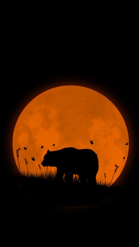 Bear iphone6 Deer Wallpaper, Moon Photography, Ocean Wallpaper, Africa Art, Bear Wallpaper, Bear Art, Samsung Wallpaper, Silhouette Art, Dark Wallpaper