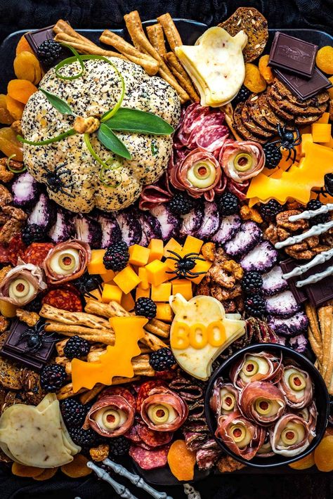 Halloween Charcuterie Board - Host The Toast Halloween Charcuterie Board Ideas, Charcuterie Board Halloween, Pumpkin Cheese Ball, Halloween Charcuterie Board, Halloween Charcuterie, Sage Sausage, Pretzel Twists, Honey Wheat, Charcuterie Board Ideas