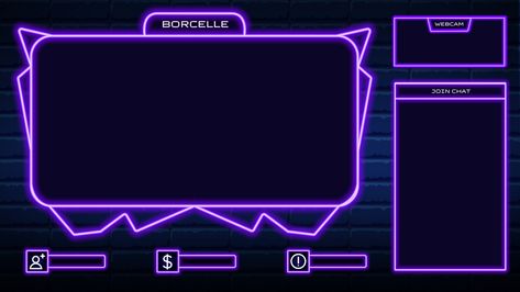 #purple #blue #neon #futuristic #minimalistic #game #twitch #overlay Neon Futuristic, Overlay Template, Twitch Overlay, Blue Neon, Ui Design, Blue And Purple, Gaming, Neon, Purple