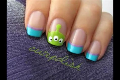 Toy Story Nails, Alien Nails, Nail Art Disney, Colorful Nails, Disney Nails, Monsters Inc, Cute Nail Designs, Nail Art Tutorial, Creative Nails